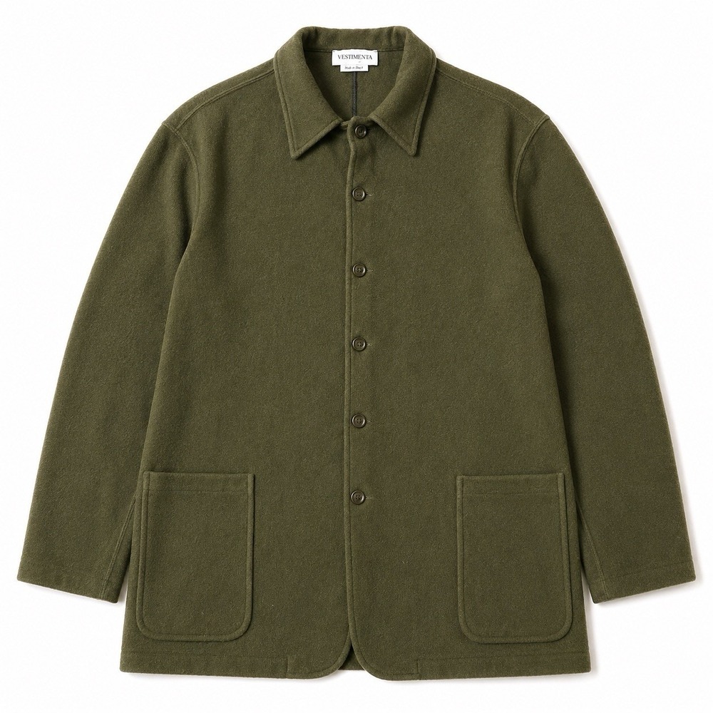 Vestimenta Chore Shirt Jacket Mens XL Olive Green 100% Cashmere Made In Italy
